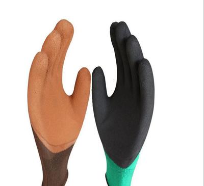 【十三針尼龍乳膠咖啡發泡半掛勞保手套耐磨防滑透氣工廠直銷】價格_廠家_圖片